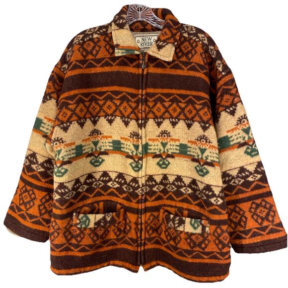 🔥 New River Wool Blend Jacket 🧥 L Western Aztec Vibes - Picture 1 of 12